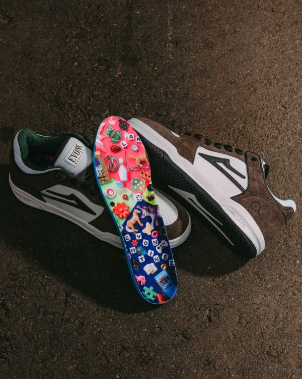 Lakai Telford Low Skate Shoes Evon Martinez Brown White