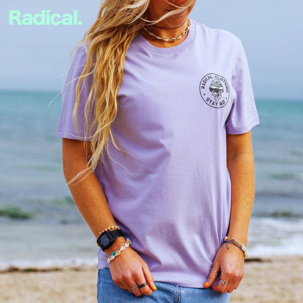 Radical. Stay Rad T-shirt, Unisex - Lavender Grey - Skatewarehouse.co.uk