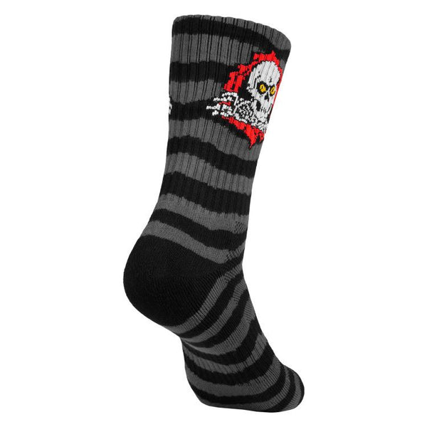 Powell Peralta Ripper Cotton Socks Stripes Charcoal/Black - Skatewarehouse.co.uk