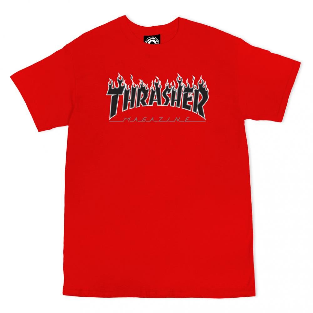 Thrasher T-Shirt Flame Logo - Red - Skatewarehouse.co.uk