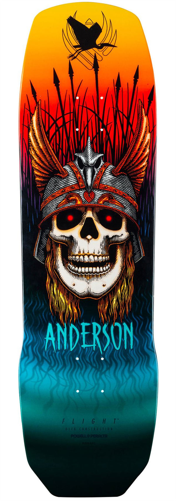 Powell Peralta Andy Anderson Heron Skull Teal Flight Skateboard Deck - 9.13