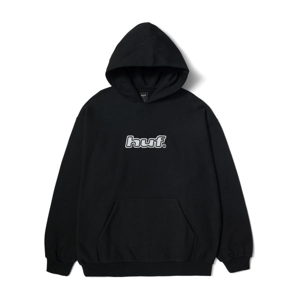 HUF Logo Applique Hooded Fleece (Black) Hoodie - S