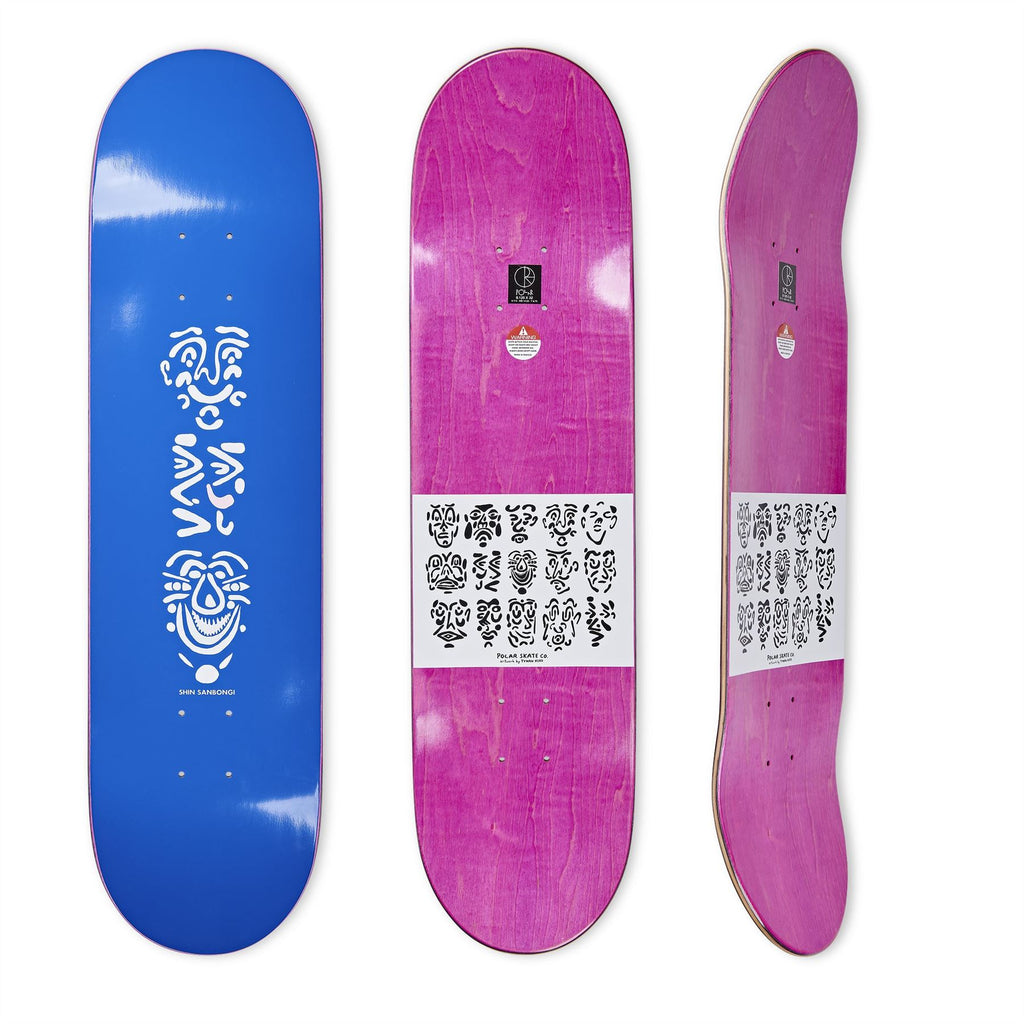 Polar Skate Co SHIN SANBONGI -Faces (Blue) Skateboard Deck - 8.125" - Skatewarehouse.co.uk