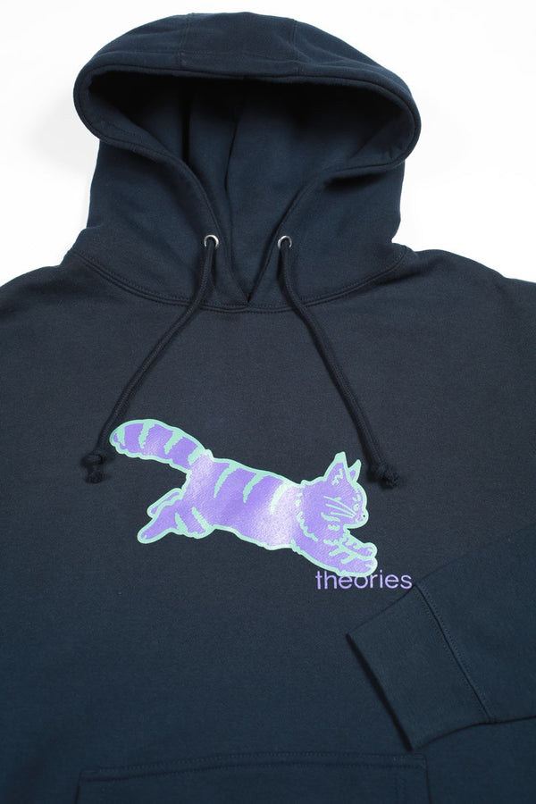 Theories Conscious Kitty Hooded Sweatshirt Washed Navy