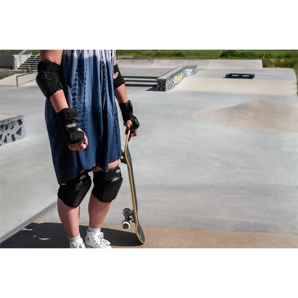 REKD Heavy Duty Skateboard Skate Scooter BMX Triple Pad Set - Black - Skatewarehouse.co.uk