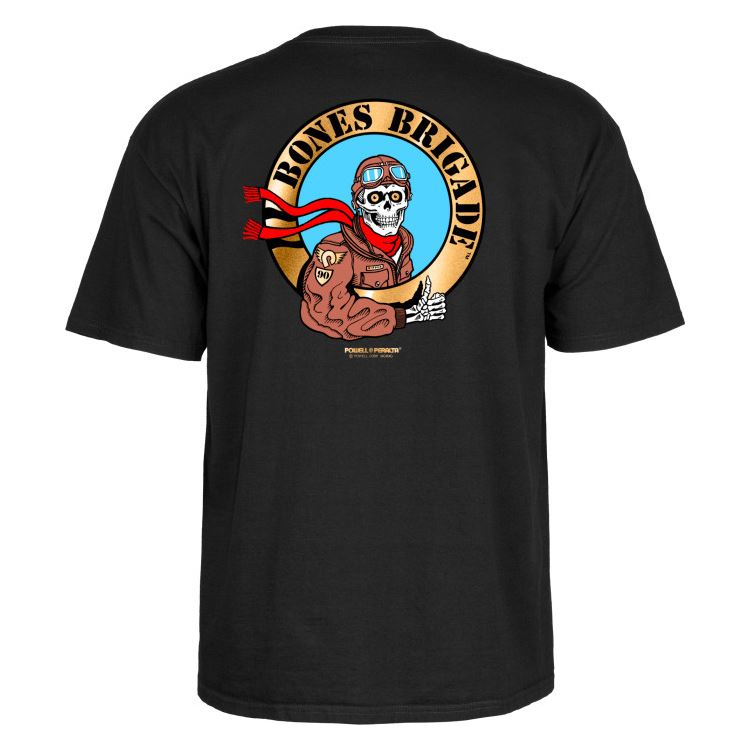 Powell Peralta Bones Brigade Ripper Pilot Tee Black - Skatewarehouse.co.uk