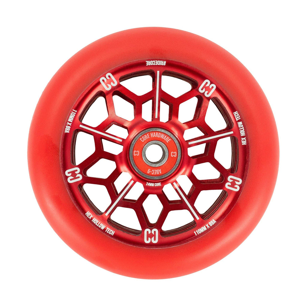 CORE Hex Hollow Stunt Scooter 110mm - Red Scooter Wheels