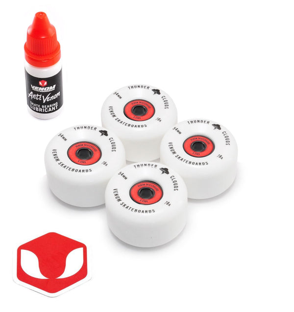 Venom Skateboards Thunder Clouds V2 Wheels with ABEC 9 Bearings Pre Installed - Skatewarehouse.co.uk