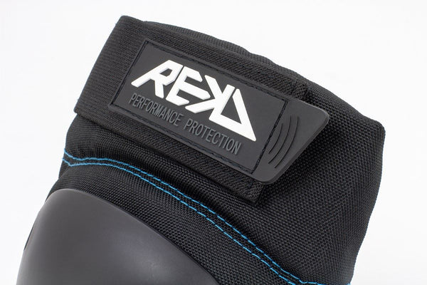REKD Skateboard Skate Scooter BMX Ramp Knee Pads - Black / Blue - Skatewarehouse.co.uk
