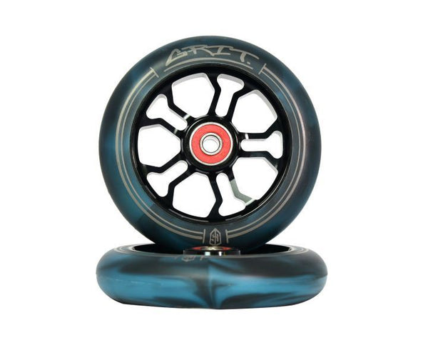 Grit 110mm Black / Blue-Black Swirl (Pair) Scooter Wheels