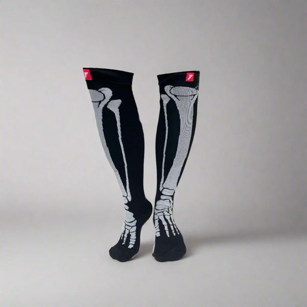 Footprint Knee High Painkiller Fluid X Skeleton Padded Shin Socks - M
