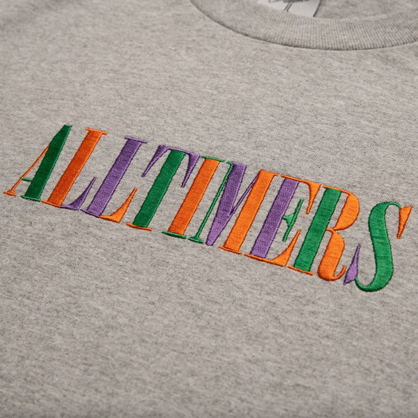Alltimers Midtown Long Sleeve Embroidered Tee Heather Grey - Skatewarehouse.co.uk
