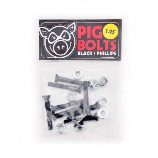 Pig Black Skateboard Bolts 1.25