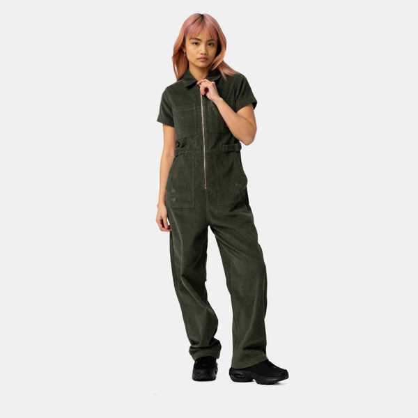 Santa Cruz Womens Pant Line Up Utility Jumpsuit - Dark Moss - Skatewarehouse.co.uk