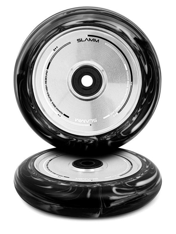 Slamm 110mm Swirl Hollow Core Wheels - Pair - Black / Blue / Pink - Skatewarehouse.co.uk