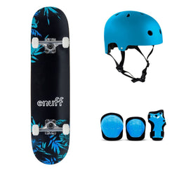 Enuff Floral Blue Complete Skateboard Bundle - SFR Helmet & Pads