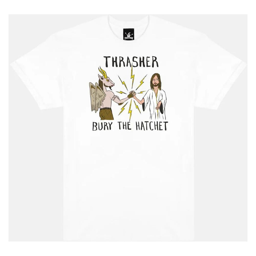 Thrasher x Toy Machine T-Shirt B.T.H - White - Skatewarehouse.co.uk