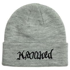 Double Ok Script Cuff Beanie (Heather Grey) - O/S