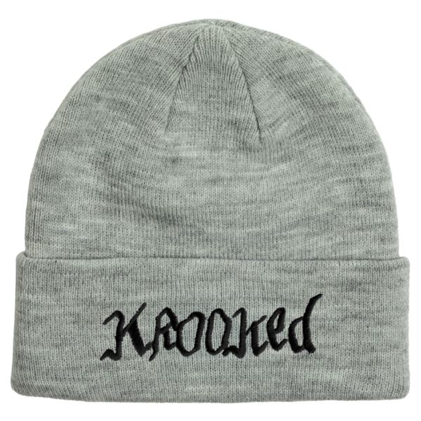 Double Ok Script Cuff Beanie (Heather Grey) - O/S