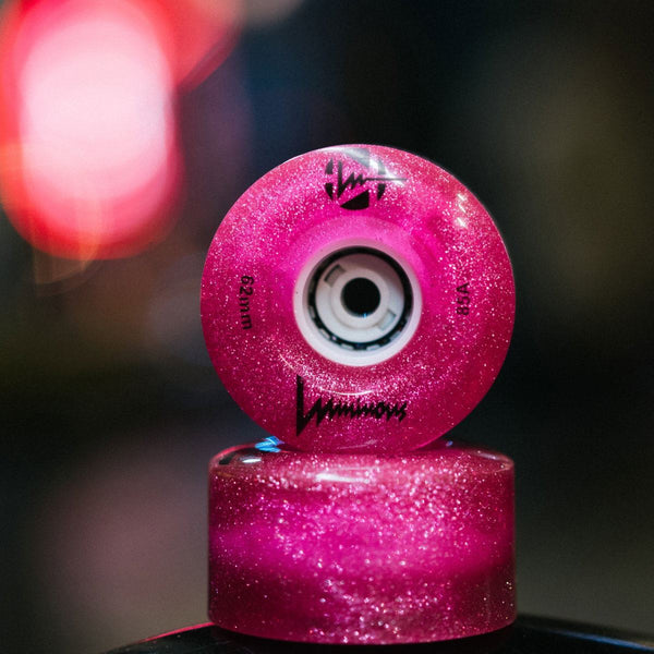 Luminous LED Quad Wheel - Pink Glitter - 62mm / 85a (Unit)