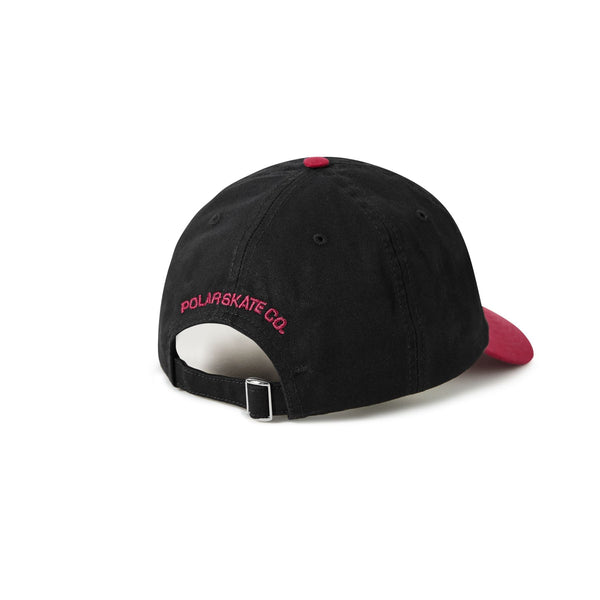 Polar Skate Co Sai Cap | Stroke Logo (Black / Redcurrant) - S/M