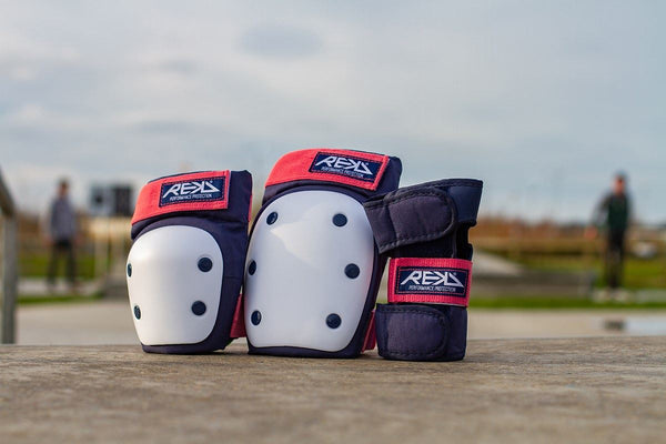 REKD Heavy Duty Skateboard Skate Scooter BMX Triple Pad Set - Blue / Pink - Skatewarehouse.co.uk