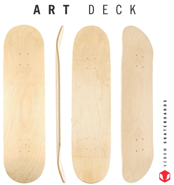 Venom Skateboards Blank Plain Art Deck Naturel Non Verni - 8.0