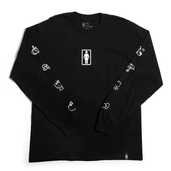 Girl Hello Kitty 50th Sleeve Long Sleeve Tee Black - Skatewarehouse.co.uk
