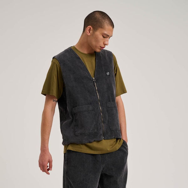 Santa Cruz Jacket Chill Vest - Grey Cord - Skatewarehouse.co.uk