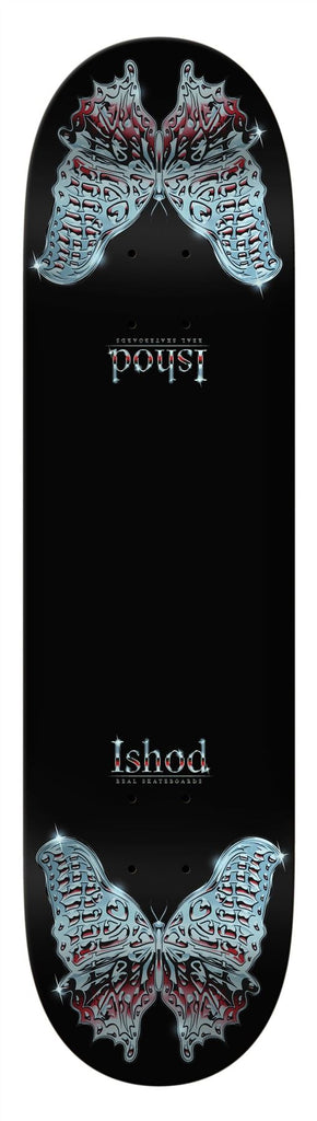 Real Ishod Mariposa Chrome Redux - Twin Tail - Dbx (Black) Skateboard Deck - 8.3" - Skatewarehouse.co.uk