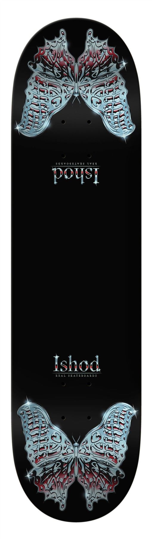Real Ishod Mariposa Chrome Redux - Twin Tail - Dbx (Black) Skateboard Deck - 8.3