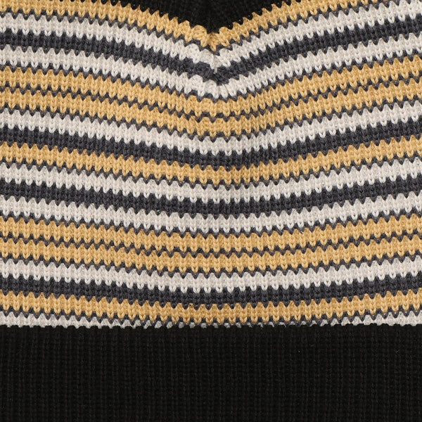 Striped Organic Knit Beanie (Black) - O/S