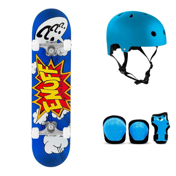 Enuff POW Blue Complete Skateboard Bundle - SFR Helmet & Pads
