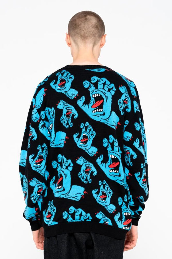 Santa Cruz Crew Hands All Over Knit Crew - Black - Skatewarehouse.co.uk