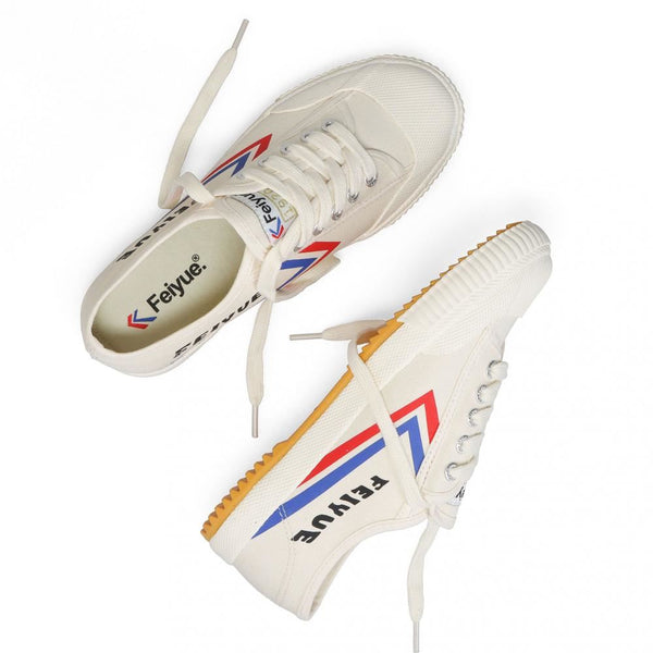 Feiyue Footwear Fe Lo 1920 Canvas Martial Arts/Gym/Lifing Shoes - Ivory / Blue / Red - Skatewarehouse.co.uk