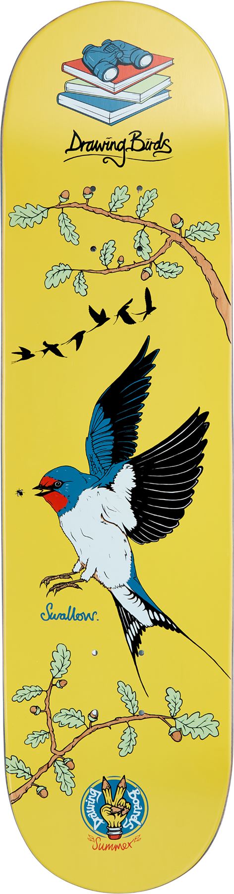 Drawing Boards Birds Series - Swallow Skateboard Deck - 8.5