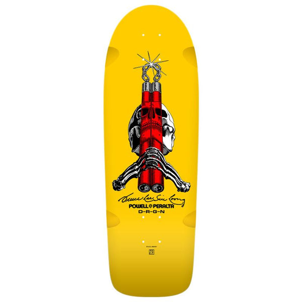 Powell-Peralta™ x Bruce Lee. • Skull & Nunchucks • Yellow Stain Shape Skateboard Deck - 10.0