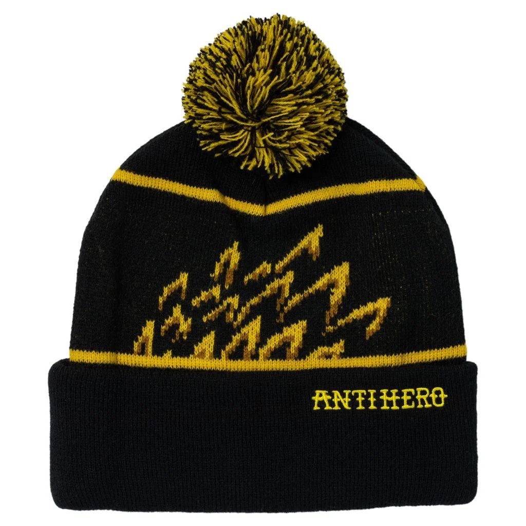 Anti Hero Eagle Pom Beanie (Black / Yellow) - One Size