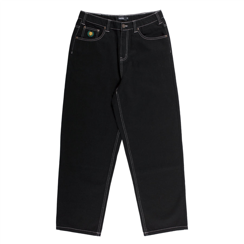 Theories Of Atlantis Plaza Jeans Black W/ White Contrast Stitch - Skatewarehouse.co.uk
