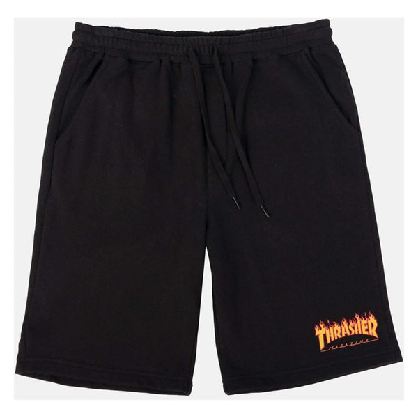 Thrasher Shorts Flame P.E. - Black - Skatewarehouse.co.uk