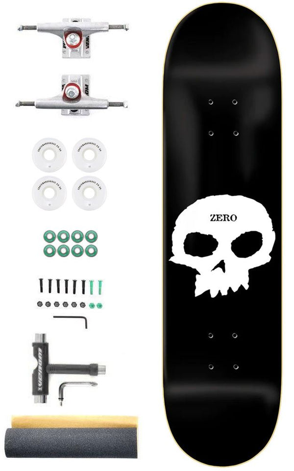 Zero Skateboards Single Skull Blk/Wht Custom Complete Pro Skateboard Kit - 8.25