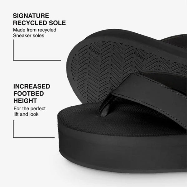 Indosole - Womens Flip Flops - Platform - Black Shoes