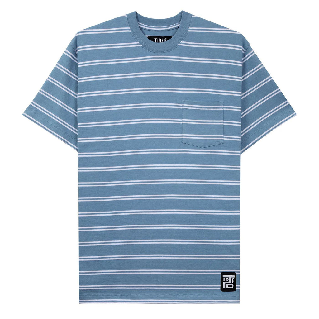 Tired Stamp Striped Pocket Tee Blue (Organic)