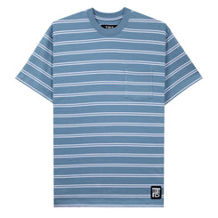 Tired Stamp Striped Pocket Tee Blue (Organic)