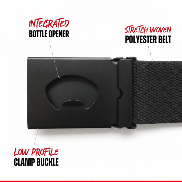 CORE Stretch Webbing Clamp Belt - Black/Black - Skatewarehouse.co.uk
