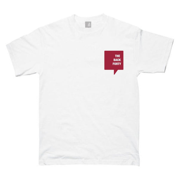 The Back Forty Pocket Logo Tee White - Skatewarehouse.co.uk