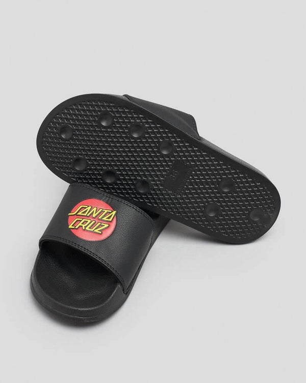 Santa Cruz Youth Sandals Youth Classic Dot Slides - Black - Skatewarehouse.co.uk