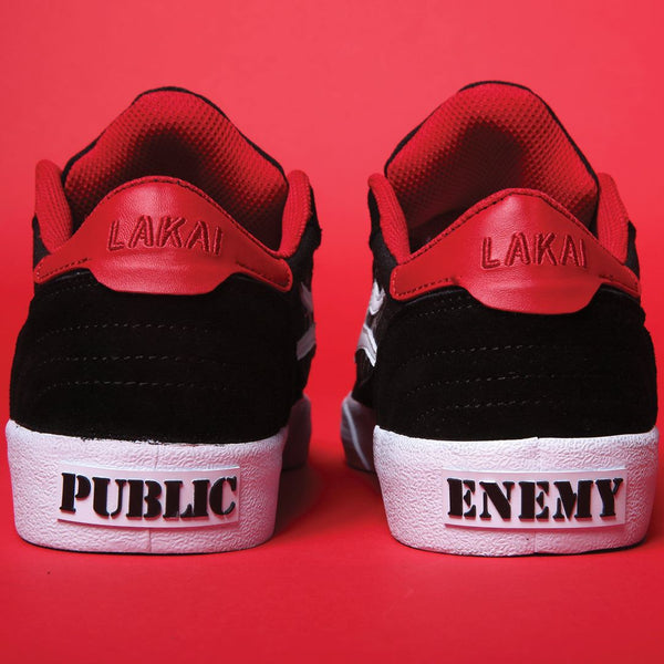 Lakai Public Enemy Cambridge Skate Shoes - Black / Red - Skatewarehouse.co.uk