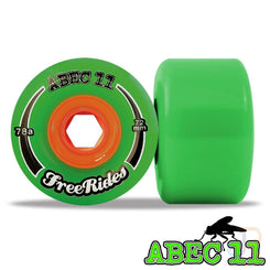 ABEC 11 - Classic Freerides - Green - 72 / 84A - Set 4 Skateboard Wheels - 72mm