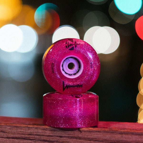 Luminous LED Quad Wheel - Pink Glitter - 62mm / 85a (Unit)